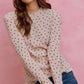 Soft cream SO ME Ditsy Heart rib knit Valentine top