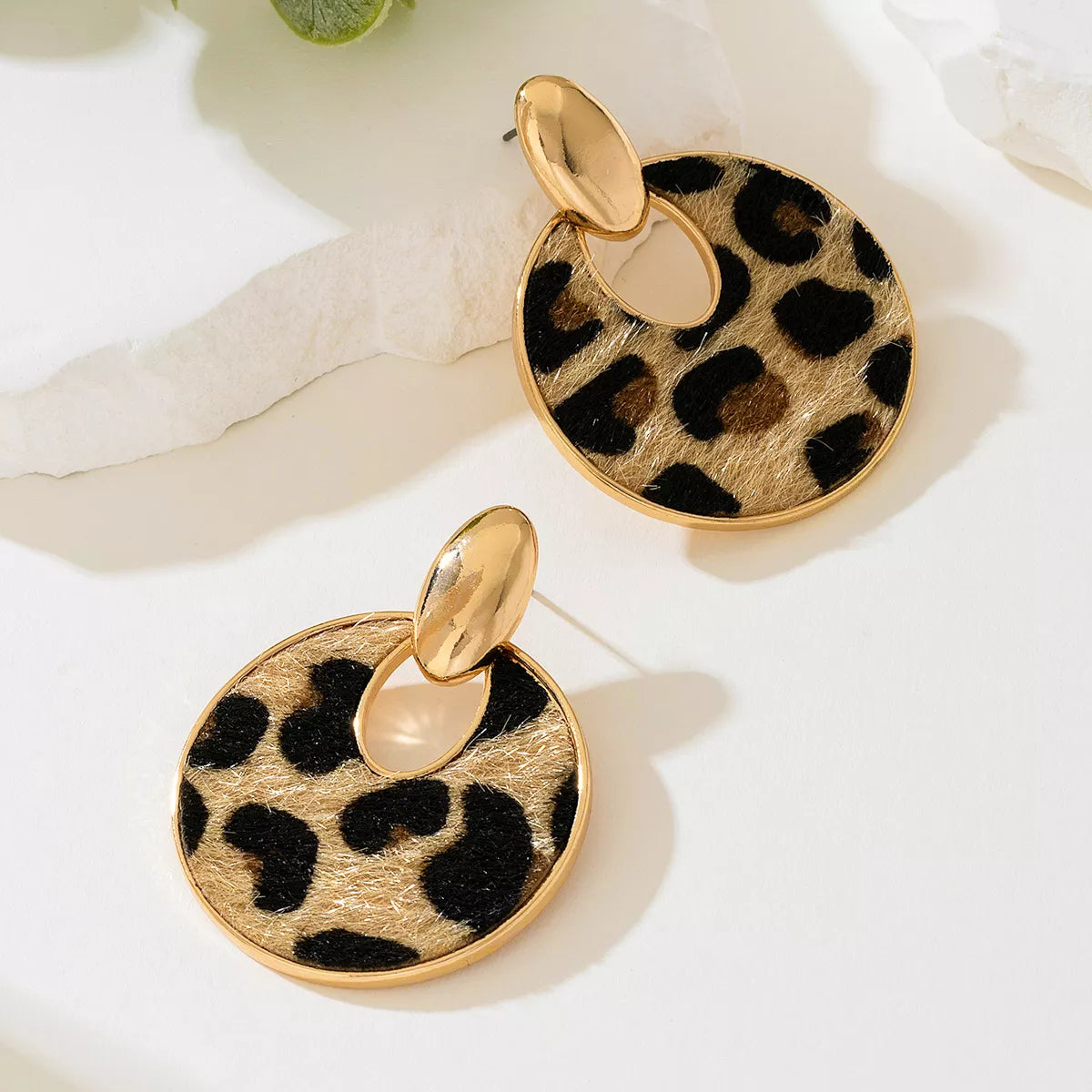 Leopard Circle Dangle Earrings | Earrings Daverri Fashions