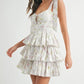 MABLE Floral Print Shoulder Tie Layered Mini Dress