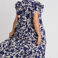 Umgee Full Size Floral Collared Ruffle Cap Sleeve Midi Dress Plus Size Mid Dresses