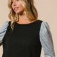 BiBi Cable Sweater Knit Top with Contrast Puff Sleeve - DAVERRI FASHIONS
