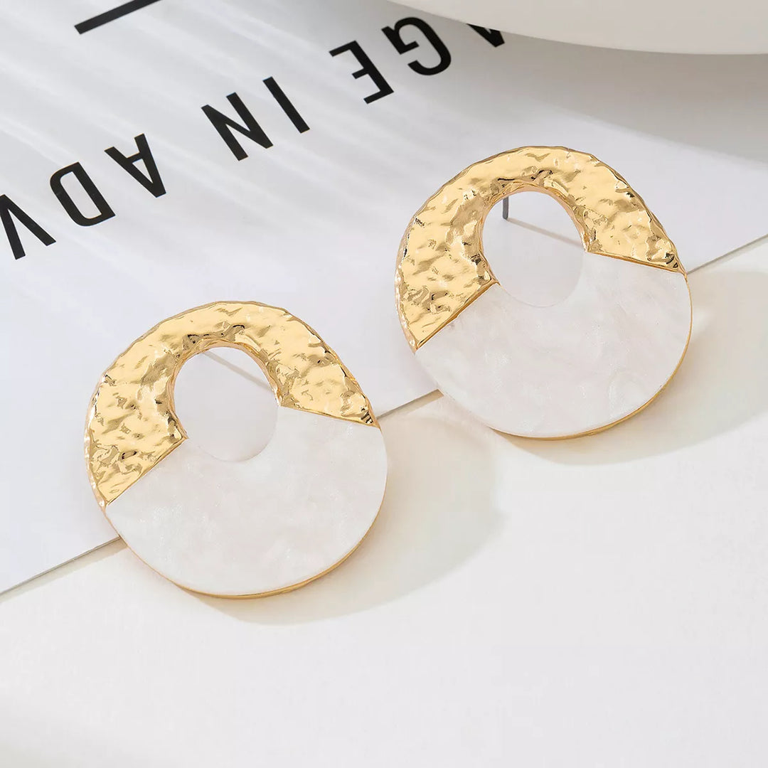 18K Gold-Plated Circle Pendant Necklace and Earrings Jewelry Set | Jewelry Sets Daverri Fashions