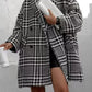 Houndstooth Collared Neck Long Sleeve Coat with Pockets - DAVERRI FASHIONS