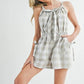 MABLE Plaid Sleeveless Button Down Romper