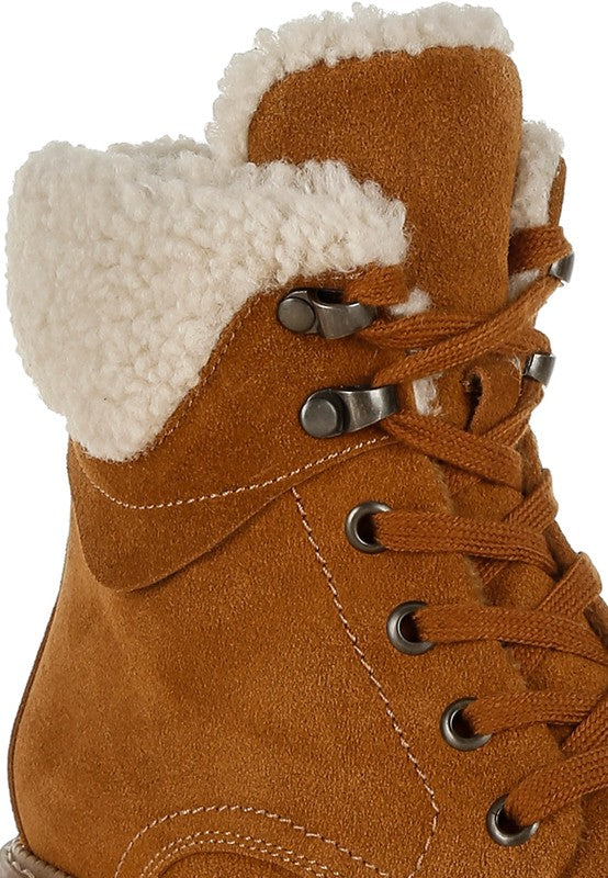 Madoka Fur Collar Chunky Ankle Boots | Boots Daverri Fashions