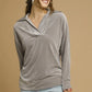 Umgee Soft Thermal Collared Long Sleeve Top GREY