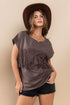 Ces Femme Fringe Detail Round Neck Short Sleeve Top - DAVERRI FASHIONS