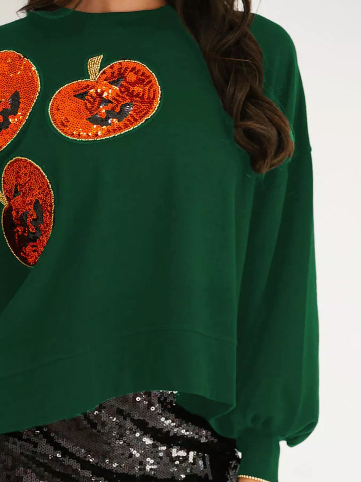 Halloween Pumpkin Round Neck Sweatshirt | Sweatshirts Daverri Fashions