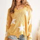 ADORA Distressed Star Sweater Top - DAVERRI FASHIONS