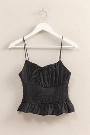 HYFVE Poplin Smocked Waist Summery Cami Top | Cami Tops Daverri Fashions