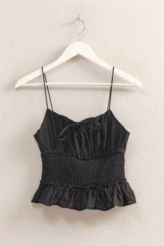 HYFVE Poplin Smocked Waist Summery Cami Top | Cami Tops Daverri Fashions