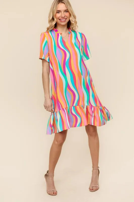 Haptics Tiered Woven Ruffle Hem Dress Knee Length Dresses