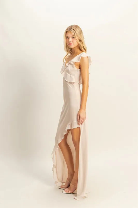 HYFVE Chiffon Ruffle Trim Midi Dress Midi Dresses