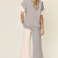 Double Take Full Size Texture Contrast T-Shirt and Wide Leg Pants Set Outfit Sets