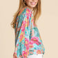 Umgee USA Full Size Floral Print Smocked Back Hem V-Neck Blouse Blouses