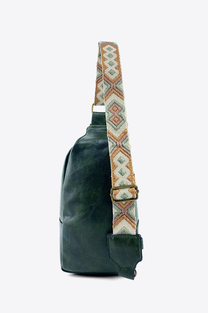 Abstract Pattern Adjustable Strap Vegan Leather Sling Bag | Cross Body Bags Daverri Fashions