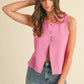 Annie Wear Metal Button Detail Crop Sweater Vest - DAVERRI FASHIONS