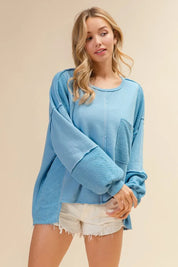 BiBi Oversized Pocket Front Sweatshirt - DAVERRI FASHIONS