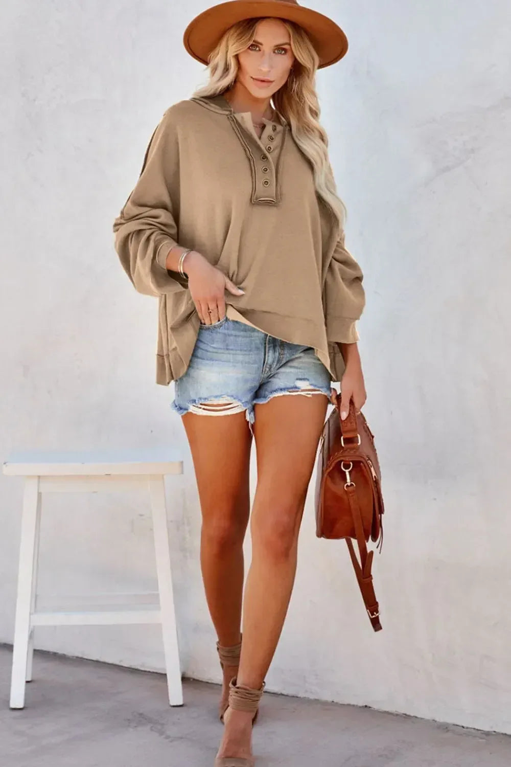 Exposed Seam Long Sleeve Hoodie - DAVERRI FASHIONS