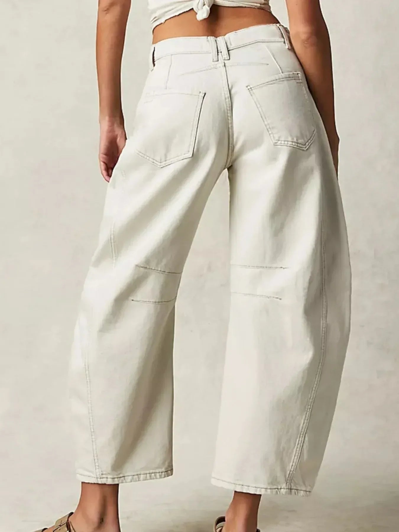 Wide Leg Relaxed Fit Barrel Jeans - DAVERRI FASHIONS
