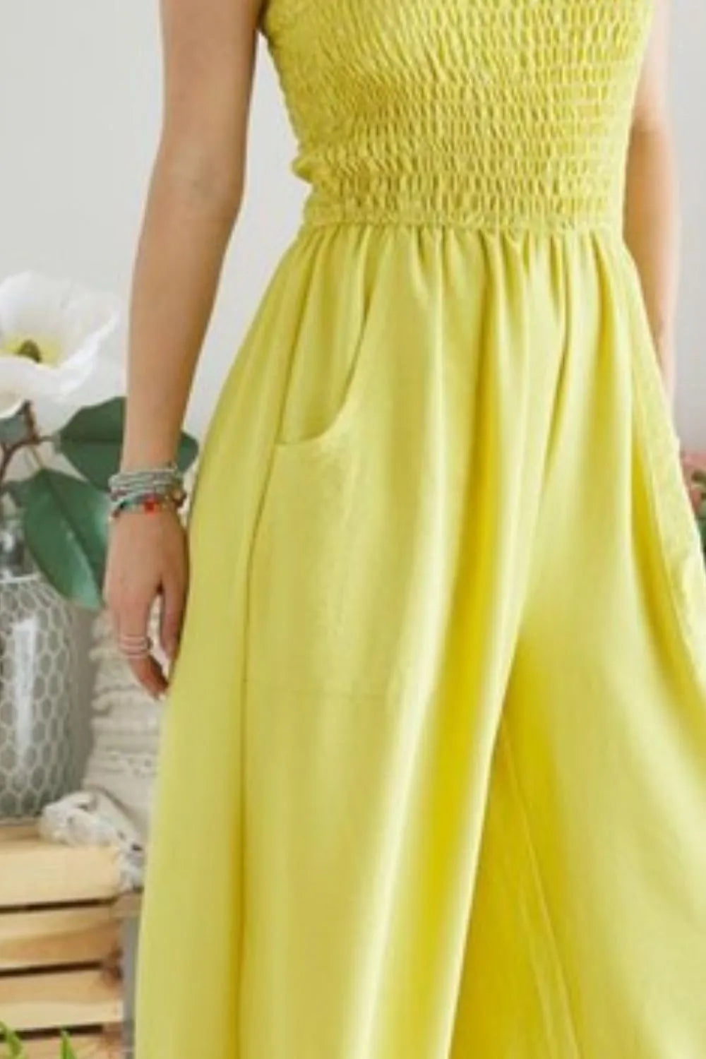 ADORA Smocking Top Wide Leg Jumpsuit Jumpsuits