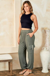 Hailey & Co Textured Rib Cargo Pants Cargo Pants