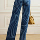 Water Ripples Print Wide Leg Jeans - DAVERRI FASHIONS