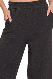 Zenana Cotton Slub Wide Leg Pants | Daverri Fashions