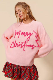 SO ME Merry Christmas Tinsel Lettering Sweater | Sweaters Daverri Fashions