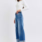Judy Blue Full Size Distressed High Waist Wide Leg Jeans - DAVERRI FASHIONS