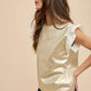 Annie Wear Mix Media Metallic Knit Ruffle Sleeve Top - DAVERRI FASHIONS