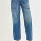 RISEN 4 Way Stretch Mid Rise Barrel Jeans with Patch Pocket Detail - DAVERRI FASHIONS