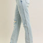 Judy Blue Full Size Mr Repair Stitch Detail Destroy Single Cuff Bf Jeans Plus Size - DAVERRI FASHIONS