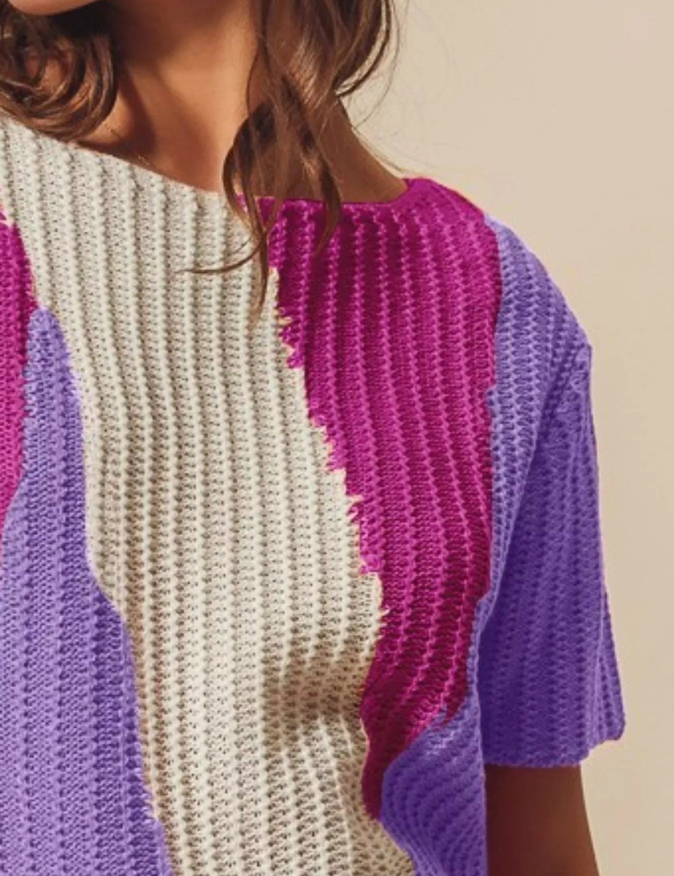 SO ME Boat Neck Multi Colored Lightweight Sweater Top | Daverri Fashions