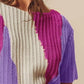 SO ME Boat Neck Multi Colored Lightweight Sweater Top - DAVERRI FASHIONS