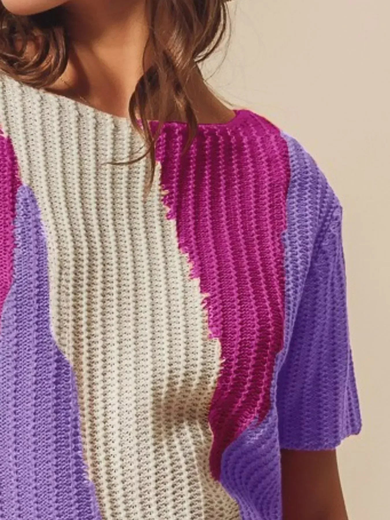 SO ME Boat Neck Multi Colored Lightweight Sweater Top - DAVERRI FASHIONS