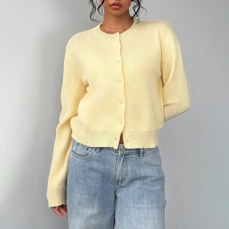 Lightweight Long Sleeve Open Knit Button-Up Cardigan | Cardigans Daverri Fashions
