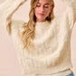 BiBi Checker Board Drop Shoulder Sweater - DAVERRI FASHIONS