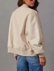 Zip Up Long Sleeve Bomber Jacket | Bomber Jackets Daverri Fashions
