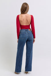 Judy Blue Full Size Raw Hem Mid Rise Jeans | Daverri Fashions