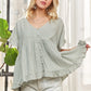 ADORA Button Down Ruffled Babydoll Blouse - DAVERRI FASHIONS