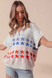 SO ME Fourth Of July Stars Loose Fit Knit Top | Sweaters Daverri Fashions