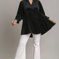 Umgee Full Size Beaded Frill Flounce Sleeve Velvet Babydoll Blouse Blouses