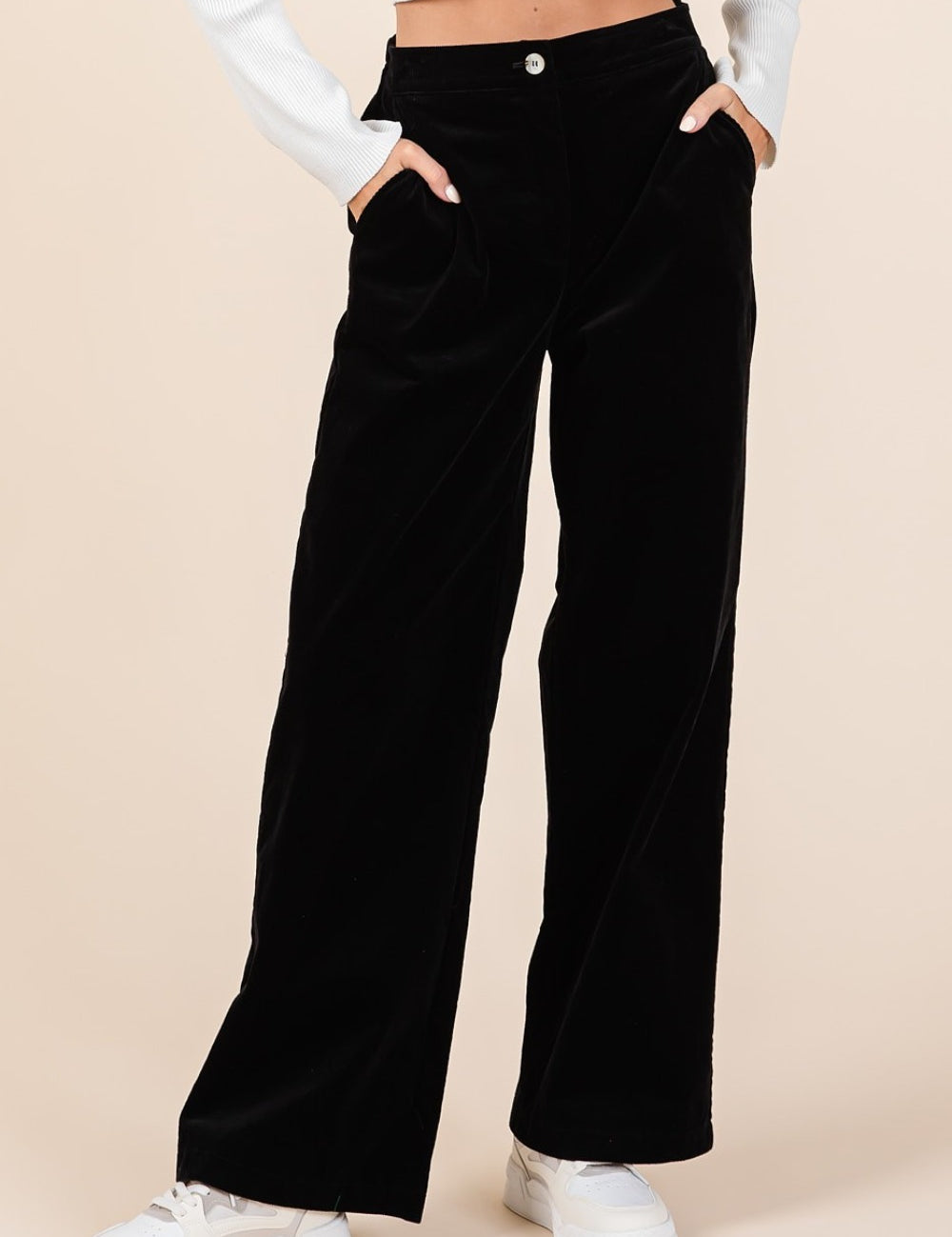 Mittoshop Corduroy Back Elastic Waist Pants Black