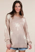 VERY J Palm Tree Graphic Oversized Knit Sweater Mocha S Sweaters