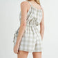 MABLE Plaid Sleeveless Button Down Romper