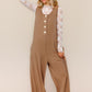 Tan Haptics oversized wide-leg jumper in ribbed fabric with button front
