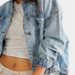 Button Up Long Sleeve Denim Jacket - DAVERRI FASHIONS