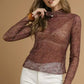 Umgee Nylon Lace Mesh Long Sleeve Top - DAVERRI FASHIONS