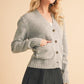 Aemi + Co Ribbed Hem Button Down V-Neck Cardigan - DAVERRI FASHIONS